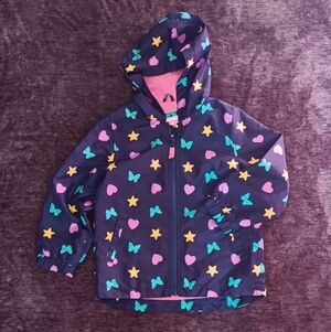 Carter's Wind Breaker Jacket Navy Hooded Hearts Stars Butterflies Girls Size: 4t